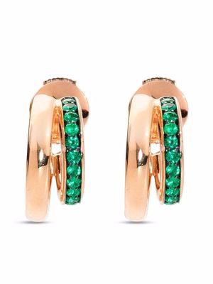 Pomellato 18kt rose gold Iconica emerald double band earrings - Pink