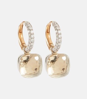 Pomellato Nudo Classic 18kt rose and white gold earrings with topaz and diamonds
