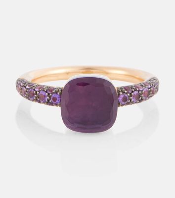 Pomellato Nudo Petit 18kt rose and white gold ring with amethyst and jade