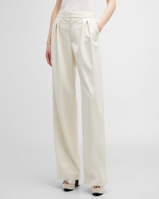 Pompey Vegan Leather High-Waist Pleated Trousers
