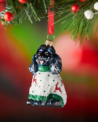 Poodle Dog in Pajamas Christmas Ornament
