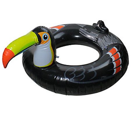 Pool Central 52" Inflatable Black/Yel Toucan Po ol Ring Float