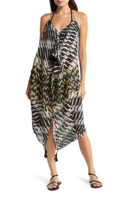 Pool to Party Beach to Street Halter Cover-Up Dress in Black
