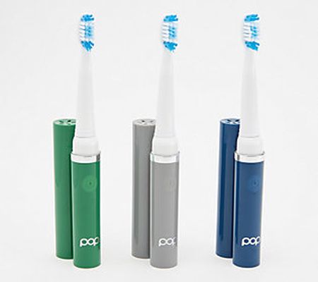 Pop Sonic Set of 3 GoSonic Toothbrushes with 3 Brush Heads