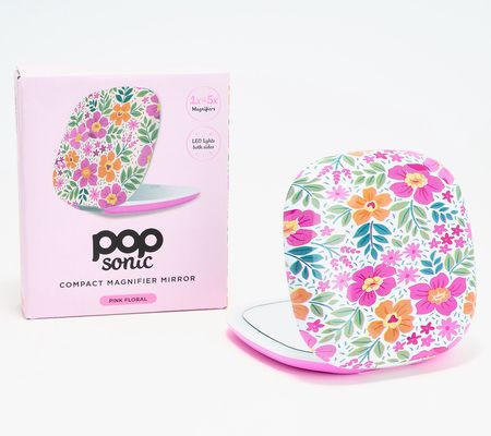 Pop Sonic Square Compact Mirror with 1x/5x Mag & Gift Box