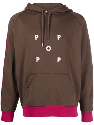 Pop Trading Company Keenan logo-print cotton hoodie - Brown