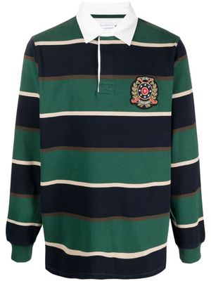 Pop Trading Company logo-appliqué striped cotton polo shirt - Green