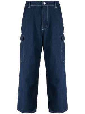 Pop Trading Company logo-embroidered cargo jeans - Blue