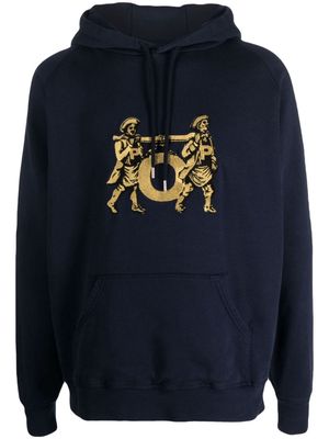 Pop Trading Company logo-embroidered cotton hoodie - Blue