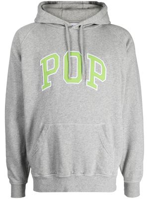 Pop Trading Company logo-patch cotton hoodie - Grey