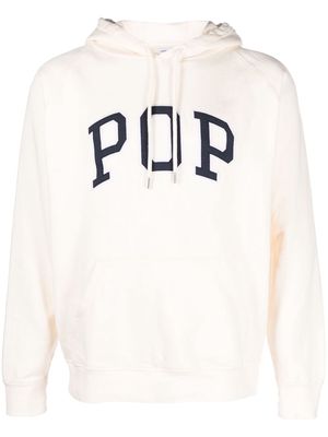 Pop Trading Company logo-print cotton hoodie - Neutrals
