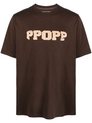 Pop Trading Company logo-print cotton T-shirt - Brown