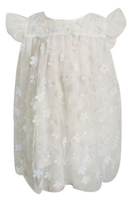 Popatu 3D Floral Embroidered Tulle Dress in White