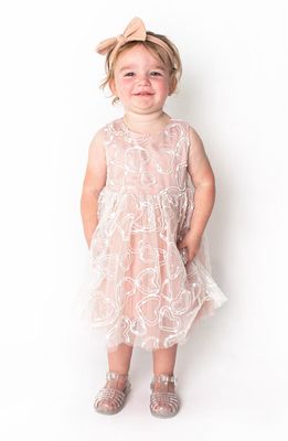 Popatu Embroidered Overlay Sleeveless Dress in Blush