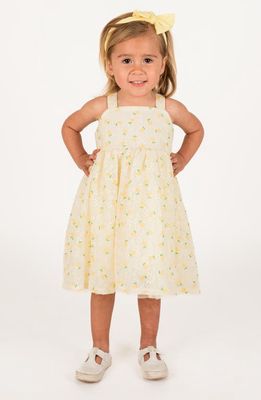 Popatu Floral Print Lace Dress in Yellow 