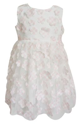 Popatu Kids' 3D Floral Appliqué Tulle Dress in White