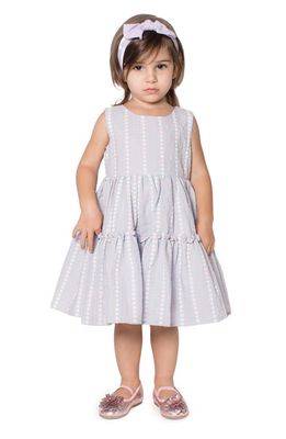 Popatu Kids' Cotton Seersucker Tiered Dress in Multi
