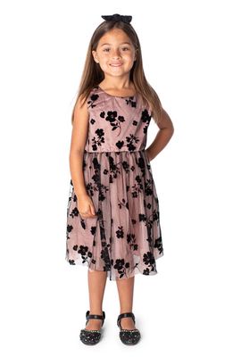 Popatu Kids' Floral Mesh & Tulle Dress in Peach