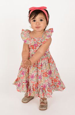 Popatu Kids' Floral Print Flounce Cotton Dress in Rainbow 