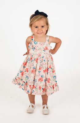 Popatu Kids' Flounce Floral Print Cotton Sundress in Pink Multi 