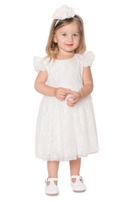 Popatu Kids' Flutter Sleeve Lace Dress in White