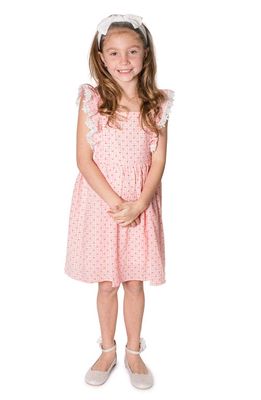 Popatu Kids' Lace Trim Pinafore Dress in Raspberry