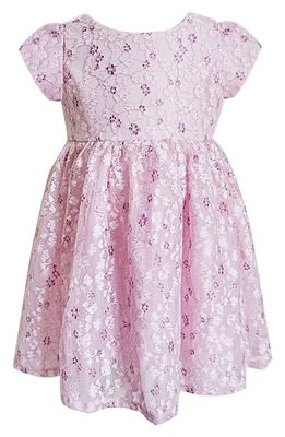 Popatu Kids' Metallic Embroidered Lace Party Dress in Pink