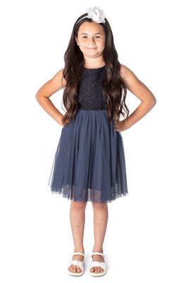 Popatu Kids' Tweed & Tulle Dress in Navy