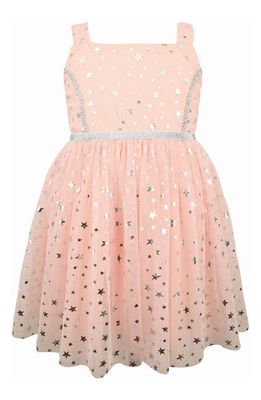 Popatu Metallic Star Tulle Dress in Peach
