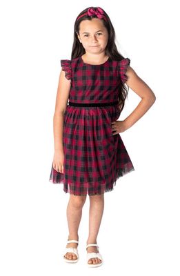 Popatu Plaid Tulle Dress in Burgundy