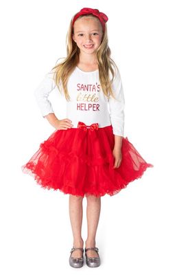 Popatu Santa's Little Helper Tutu Dress in White/Red
