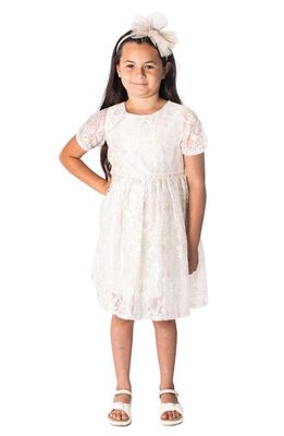 Popatu Short Sleeve Lace Dress in White