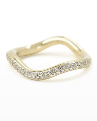 Popie 14k Gold Wave Ring with Diamonds