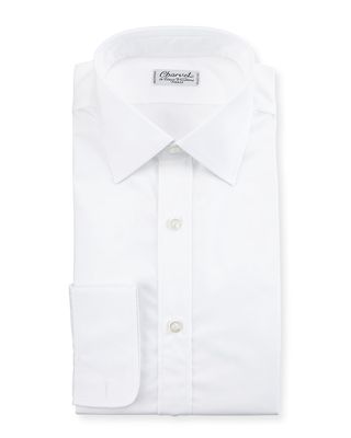 Poplin Barrel-Cuff Dress Shirt, White