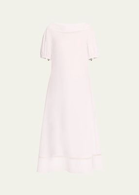 Poplin Maxi Dress with Netted Detailing