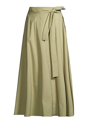 Poplin Wrap Midi-Skirt