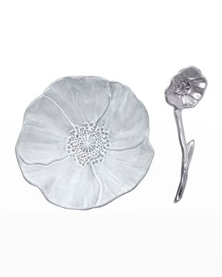 Poppy Ceramic Canape Plate and Spoon