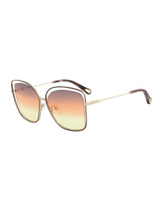 Poppy Cutout Metal Square Sunglasses