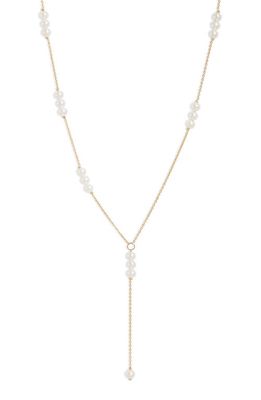 Poppy Finch Baby Cultured Pearl Lariat Necklace in 14K Yellow Gold