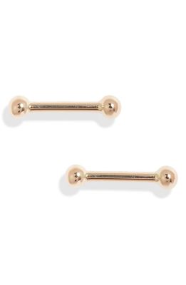 Poppy Finch Baby Dumbbell Stud Earrings in 14K Yellow Gold 