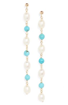 Poppy Finch Baroque Pearl & Turquoise Drop Earrings in 14Kyg