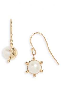 Poppy Finch Bubble Cultured Pearl Drop Earrings in Gold 