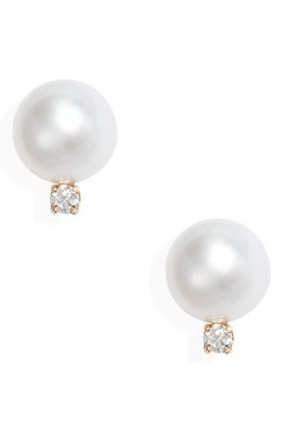 Poppy Finch Cultured Pearl & Diamond Stud Earrings in 14Kyg