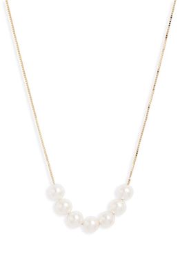 Poppy Finch Cultured Pearl Box Chain Necklace in 14K Yellow Gold