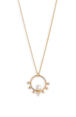 Poppy Finch Cultured Pearl Bubble Pendant Necklace in Gold 