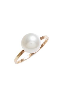 Poppy Finch Cultured Pearl Hammered Ring in 14Kyg
