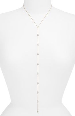 Poppy Finch Cultured Pearl Lariat Necklace in 14K Yellow Gold 