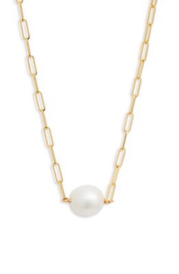 Poppy Finch Cultured Pearl Pendant Necklace in Pearl/14K Yellow Gold 