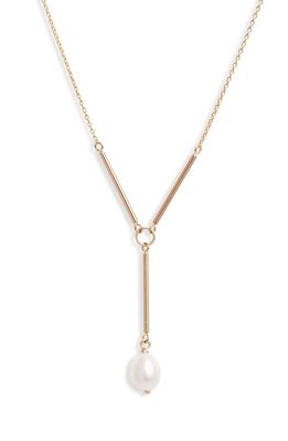 Poppy Finch Cultured Pearl Y-Necklace in 14K Yellow Gold
