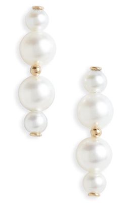 Poppy Finch Duo Cultured Pearl Bar Stud Earrings in Gold 